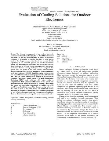 Evaluation of Cooling Solutions for Outdoor Electronics - I-revues