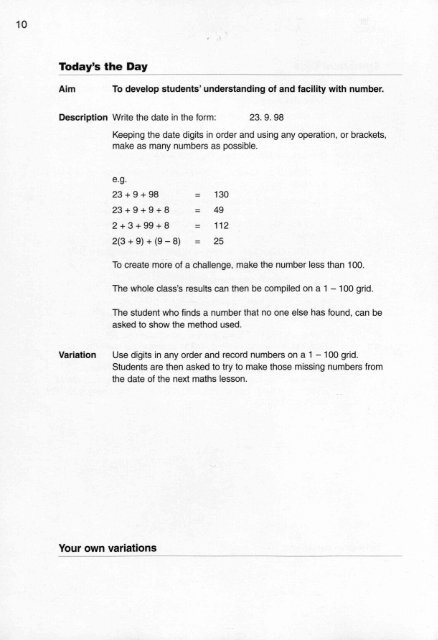 Numeracy: maths in your head - lesson starters and enders