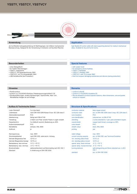 und Aufzugleitungen Crane, conveyor and lift cables - TKD-KABEL