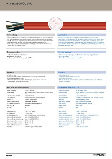 und Aufzugleitungen Crane, conveyor and lift cables - TKD-KABEL