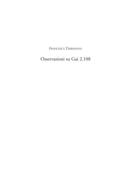 F. TERRANOVA, Osservazioni su Gai 2.108 pp. 281 - Università di ...