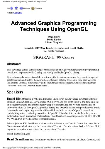 Advanced Graphics Programming Techniques Using OpenGL