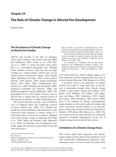 The Role of Climatic Change in Alluvial Fan - Arizona State University