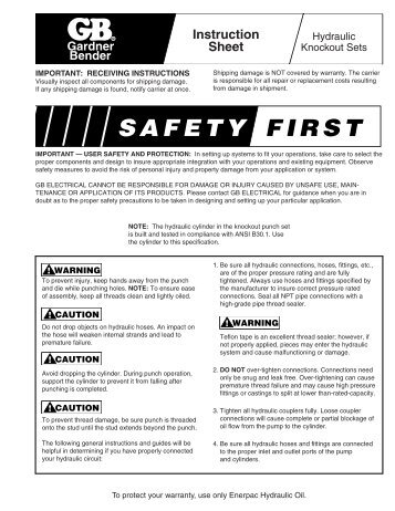 Hydraulic KO Instructions - Gardner Bender