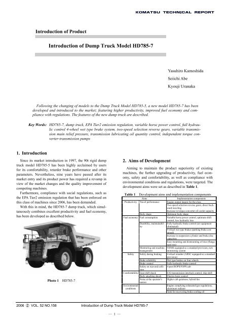Introduction of Dump Truck Model HD785-7 - Komatsu