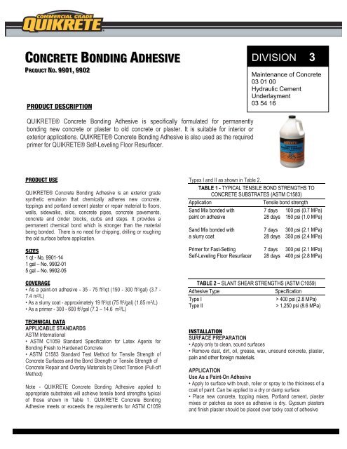 Concrete Bonding Adhesive Quikrete