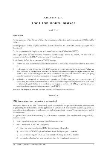 FOOT AND MOUTH DISEASE - OIE
