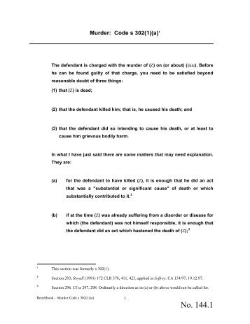 S&D Murder Code s302(1)(a) - Queensland Courts