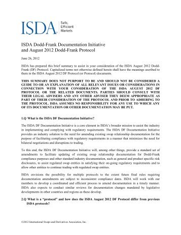 Summary of the Dodd-Frank Documentation Initiative and - ISDA