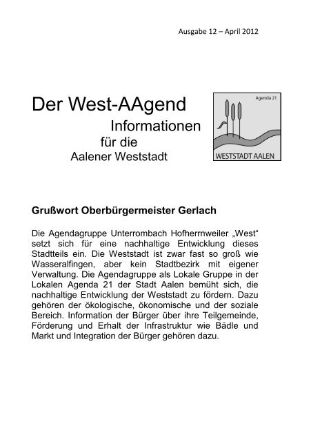 West-AAgend 12 - April 2012 (pdf, 1,6 - Stadt Aalen