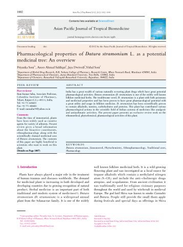 Pharmacological properties of Datura stramonium L. as a - Apjtb.com