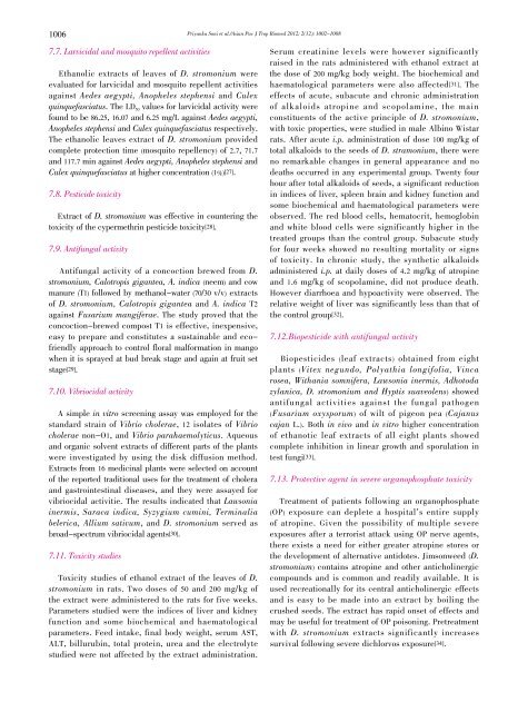 Pharmacological properties of Datura stramonium L. as a - Apjtb.com