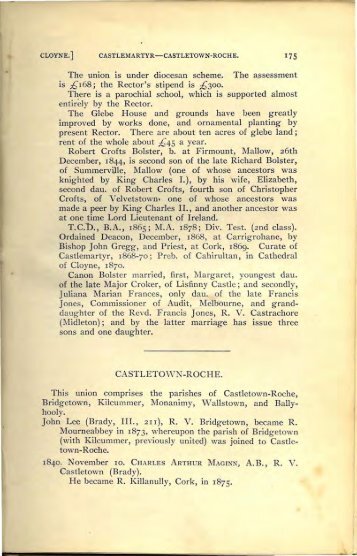 CLOYNE.] CASTLEMARTYR-CASTLETOWN-ROCHE. The union is ...
