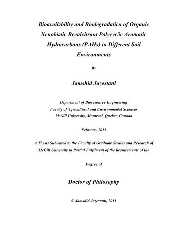 (PAHs) in Different Soil Environments - McGill University