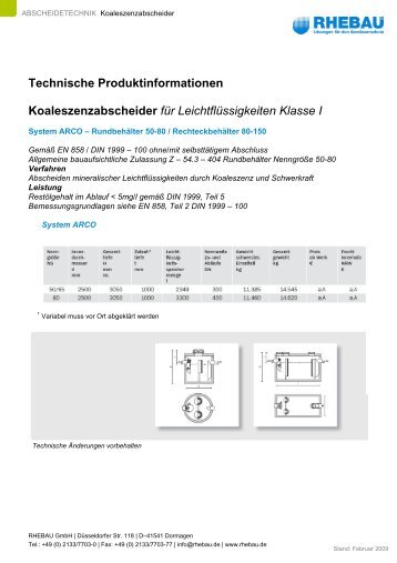 Technische Produktinformationen ... - Rhebau GmbH
