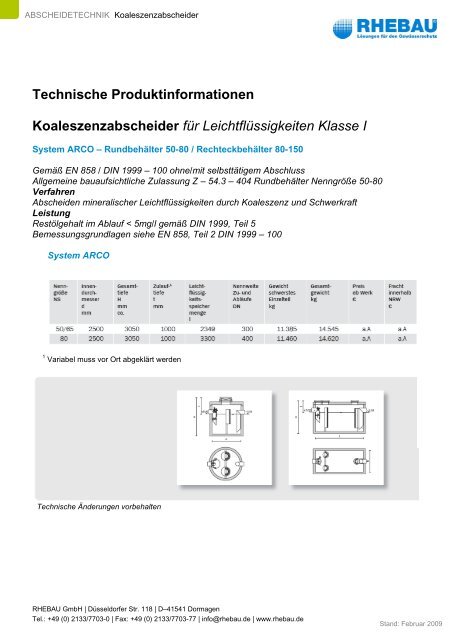 Technische Produktinformationen ... - Rhebau GmbH