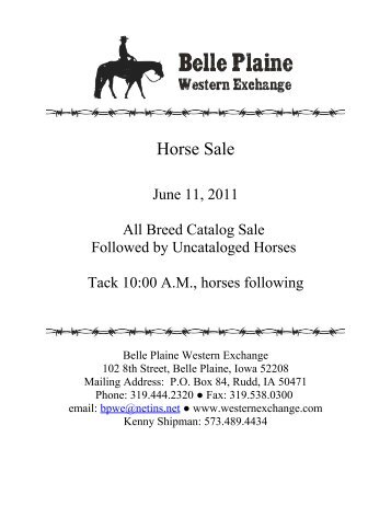Horse Sale - Belle Plaine Western Exchange