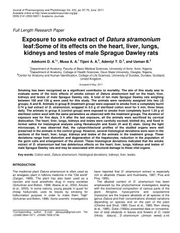 Exposure to smoke extract of Datura stramonium leaf - Academic ...