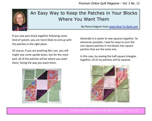 Premium Online Quilt Magazine – Vol. 3 No. 12