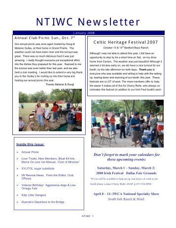 NTIWC Newsletter - North Texas Irish Wolfhound Club