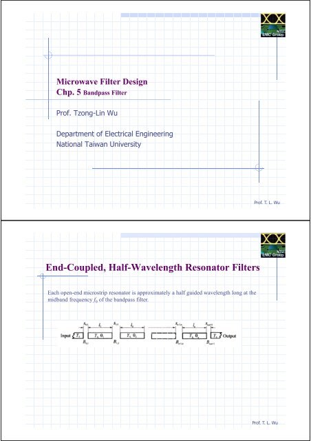End-Coupled, Half-Wavelength Resonator Filters - Design theory