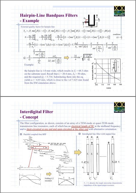 End-Coupled, Half-Wavelength Resonator Filters - Design theory
