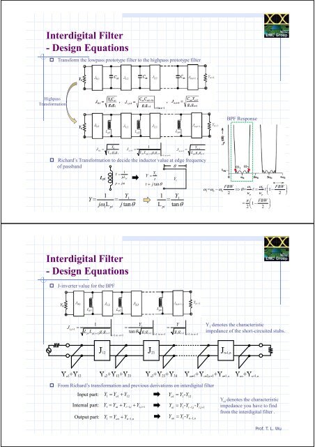 End-Coupled, Half-Wavelength Resonator Filters - Design theory