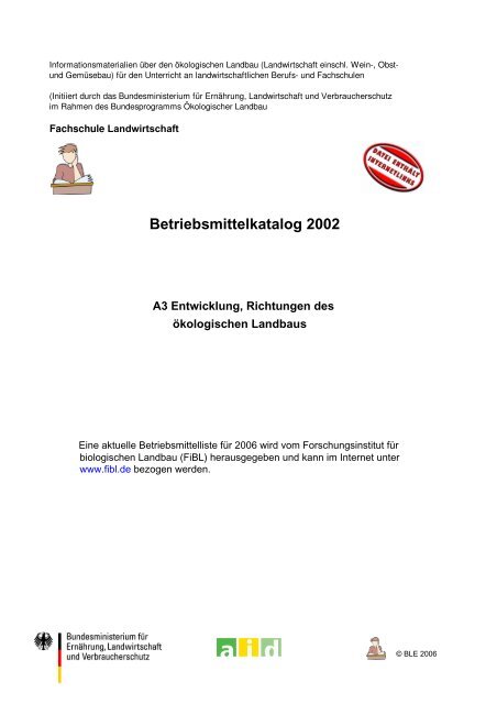Betriebsmittelkatalog 2002 - Oekolandbau.de