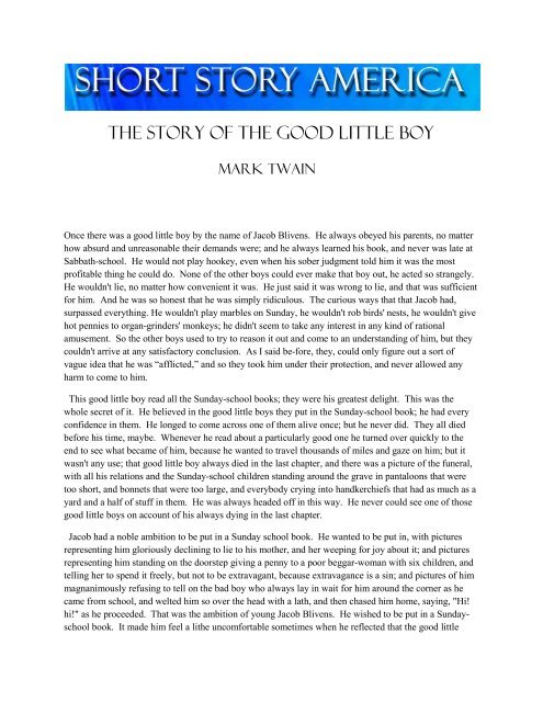 THE STORY OF THE GOOD LITTLE BOY - Short Story America