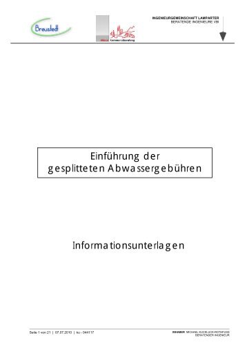 Einführung der gesplitteten Abwassergebühren ...