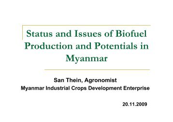 Status and Issues of Biofuel Production and Potentials in Myanmar