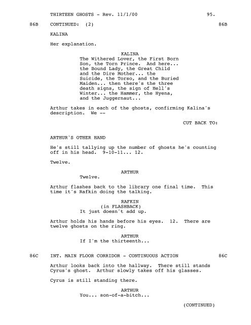 THIRTEEN GHOSTS - Daily Script