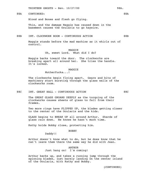 THIRTEEN GHOSTS - Daily Script