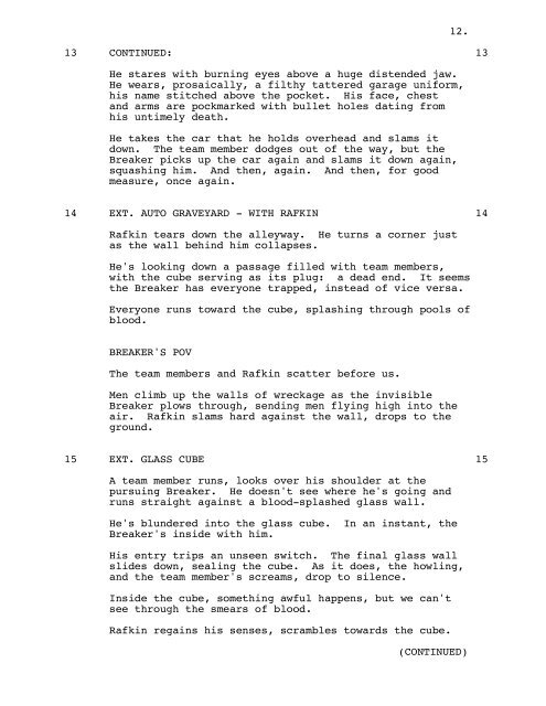 THIRTEEN GHOSTS - Daily Script