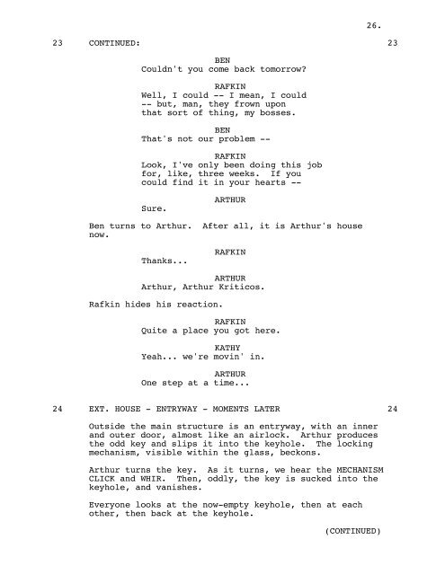 THIRTEEN GHOSTS - Daily Script