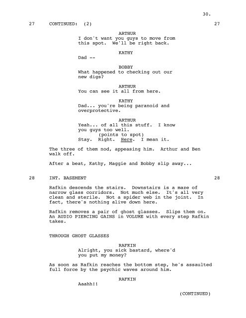 THIRTEEN GHOSTS - Daily Script