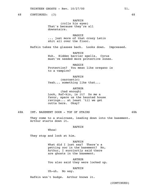 THIRTEEN GHOSTS - Daily Script