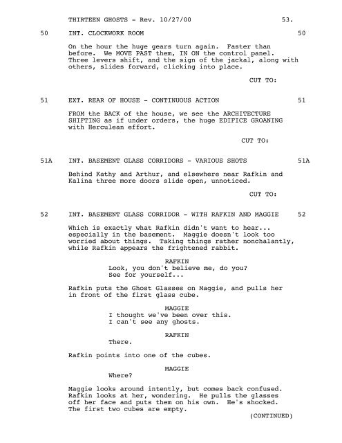 THIRTEEN GHOSTS - Daily Script