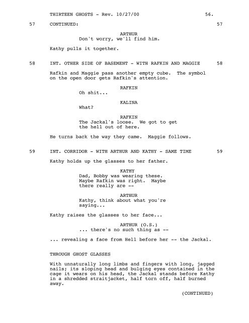 THIRTEEN GHOSTS - Daily Script