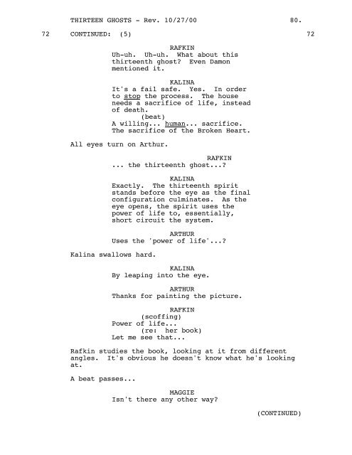 THIRTEEN GHOSTS - Daily Script