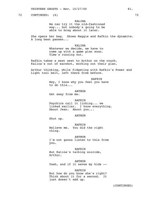 THIRTEEN GHOSTS - Daily Script