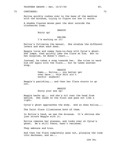 THIRTEEN GHOSTS - Daily Script