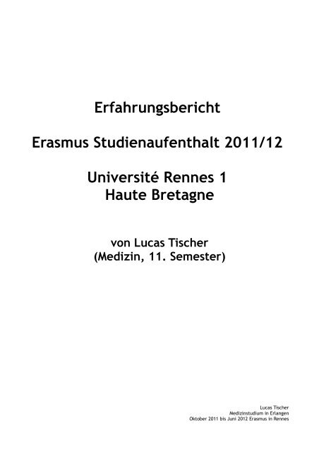 Erfahrungsbericht Erasmus Studienaufenthalt 2011/12 Université ...