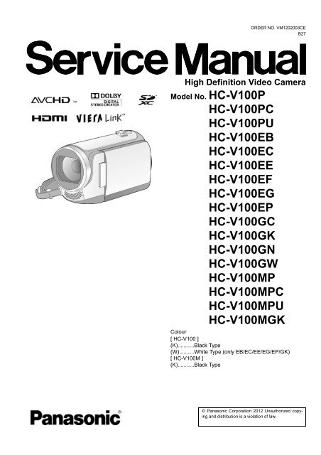 HC-V100PC HC-V100PU HC-V100EB HC-V100EC Panasonic