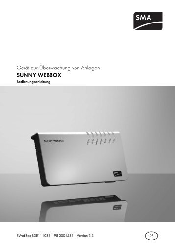 Sunny WebBox - Bedienungsanleitung - SMA Solar Technology AG
