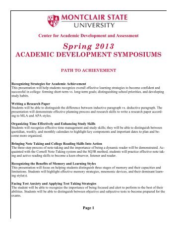Academic Development Symposiums - Montclair State University