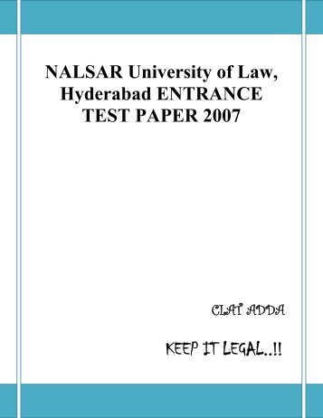 NALSAR University of Law, Hyderabad ENTRANCE TEST PAPER ...