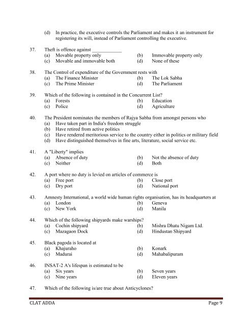 NALSAR University of Law, Hyderabad ENTRANCE TEST PAPER ...