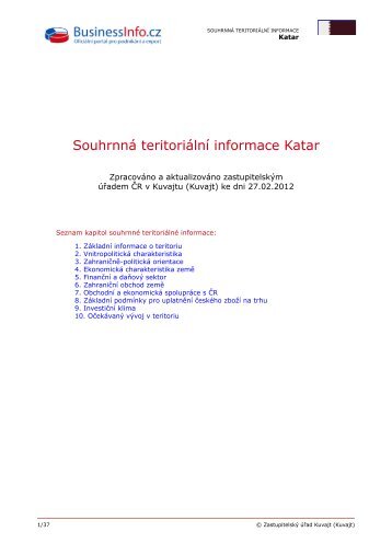 Souhrnná teritoriální informace Katar - MZV ČR