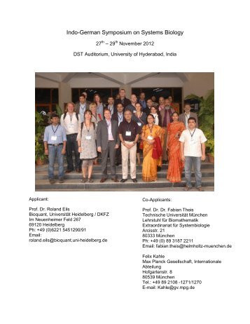 Indo-German Symposium on Systems Biology - Heidelberg Center ...